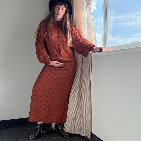 RARE Vintage 70s Floral Maternity Dress 🌸 authentic true bohemian vintage - Picture 2 of 10